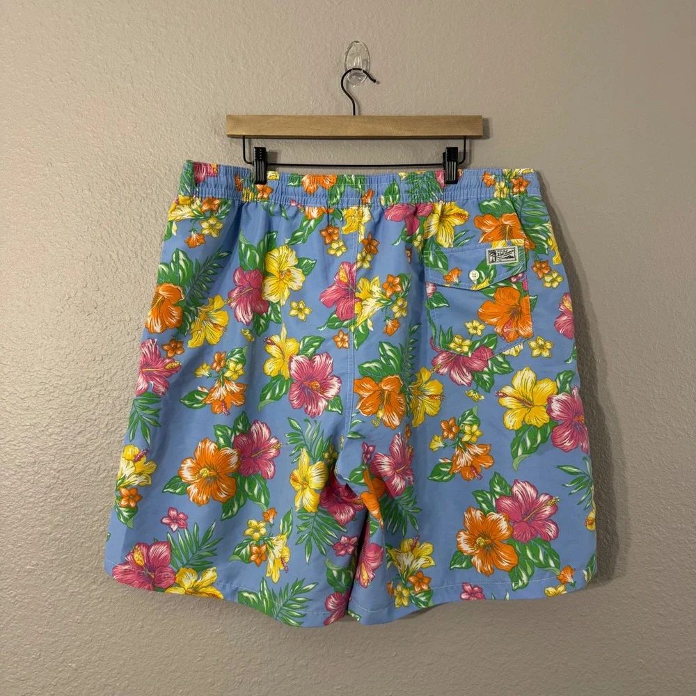 Polo Ralph Lauren Men's‎ Size 2XLT Blue Floral Hibiscus Print Swim Trunks